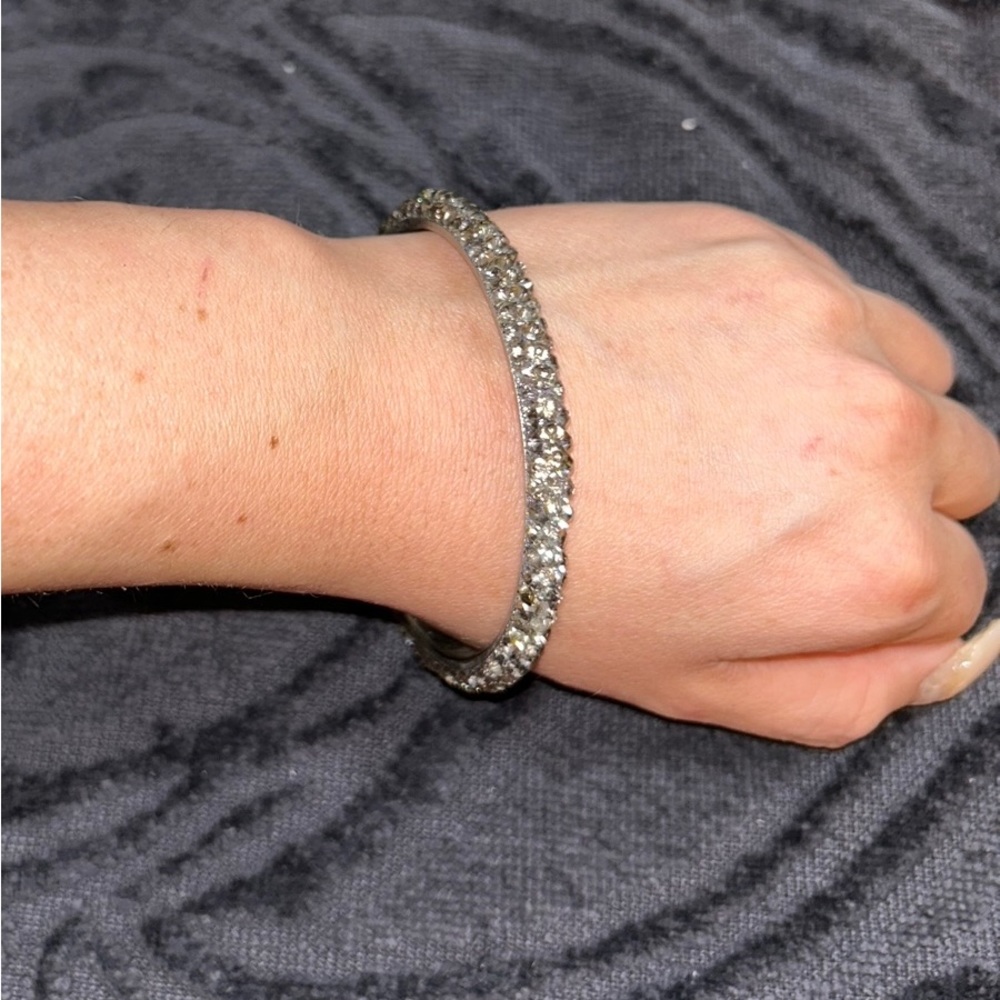 Silver Crystal Rhinestone Bangle Bracelet Y2K NWT TAGS Boutique Designer